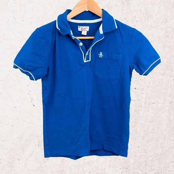 Original Penguin Blue Polo Shirt with Contrast Trim - Picture 1 of 3